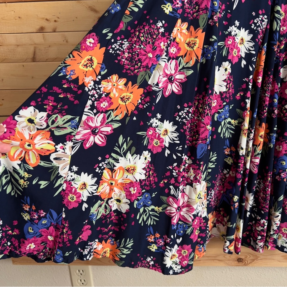 Blair Womens Cottagecore Floral Print Short Sleeve Smocked Challis Dress size L - Picture 4 of 12